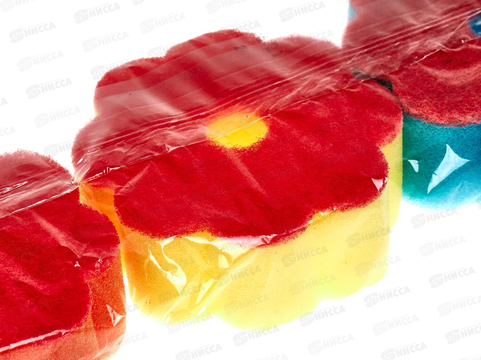 Губка для посуды ХОЗЯЮШКА 3шт Ромашка *57