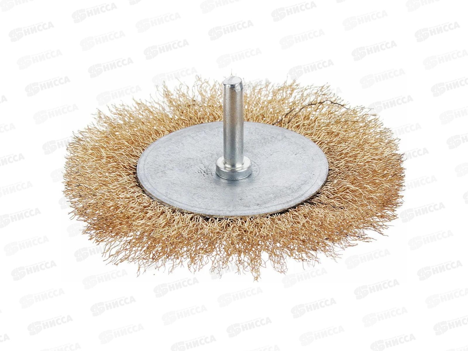 Щетка металлическая со шпилькой для дрели 100мм плоская  г  656-008