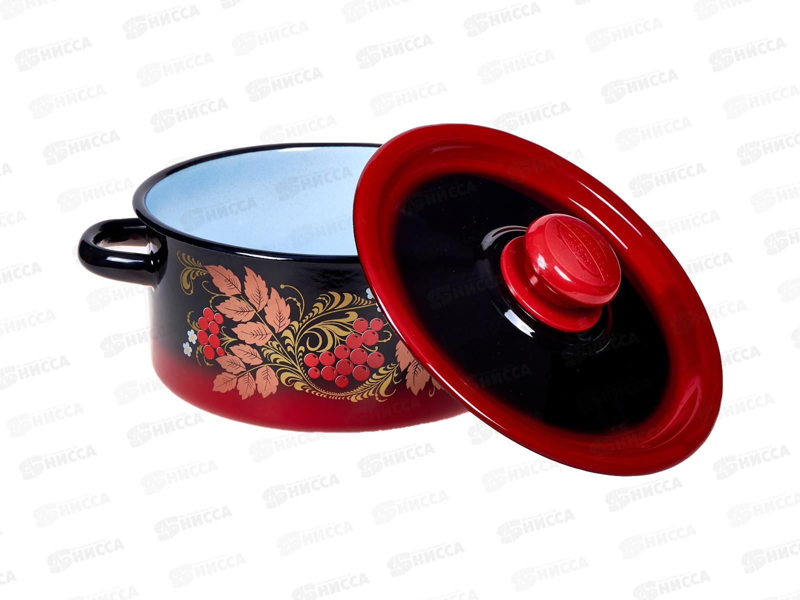 Кастрюля 2,0л цилиндрическая декорированная красно-черная С1610.38 *8