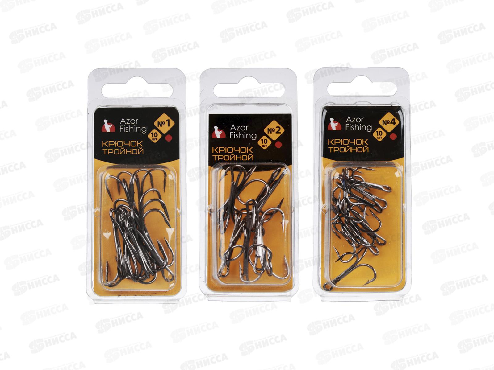 Набор крючков тройных AZOR #4,2,1 черный никель 344-064   г