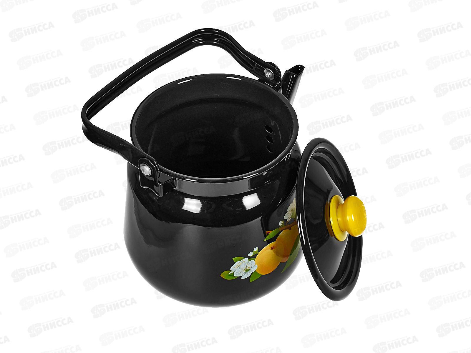 Чайник 3,5л декорированный сферический черный с кнопкой С2716.36 *4