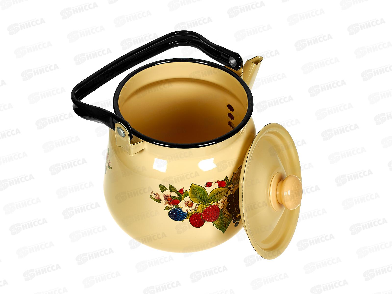 Чайник 3,5л декорированный сферический палевый с кнопкой С2716.3П *4