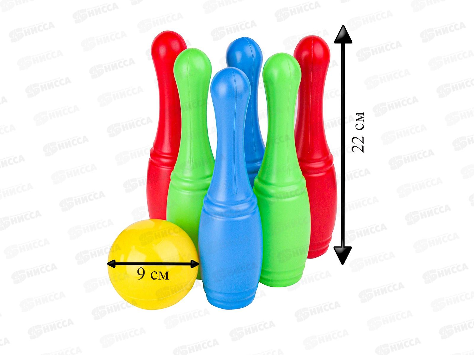 Кегли 6 штук + 1 маленький мяч (сетка) И-1627 *24