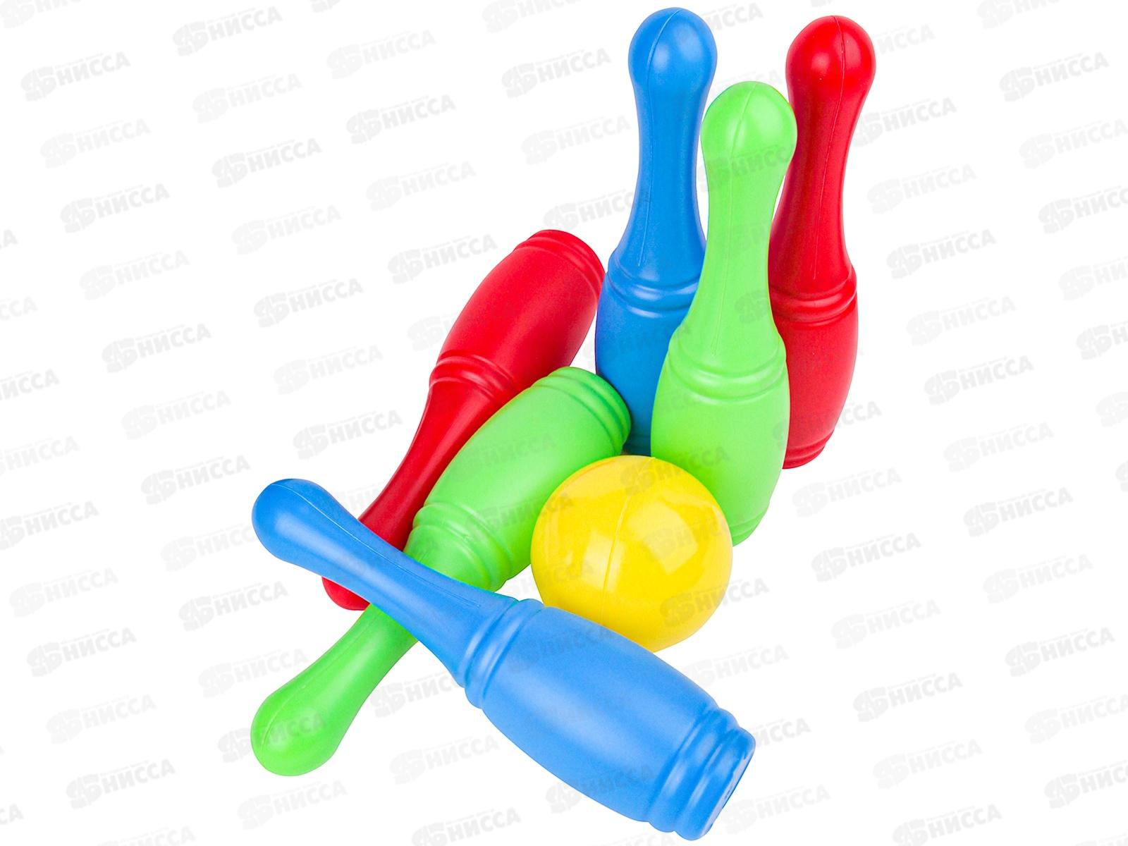 Кегли 6 штук + 1 маленький мяч (сетка) И-1627 *24