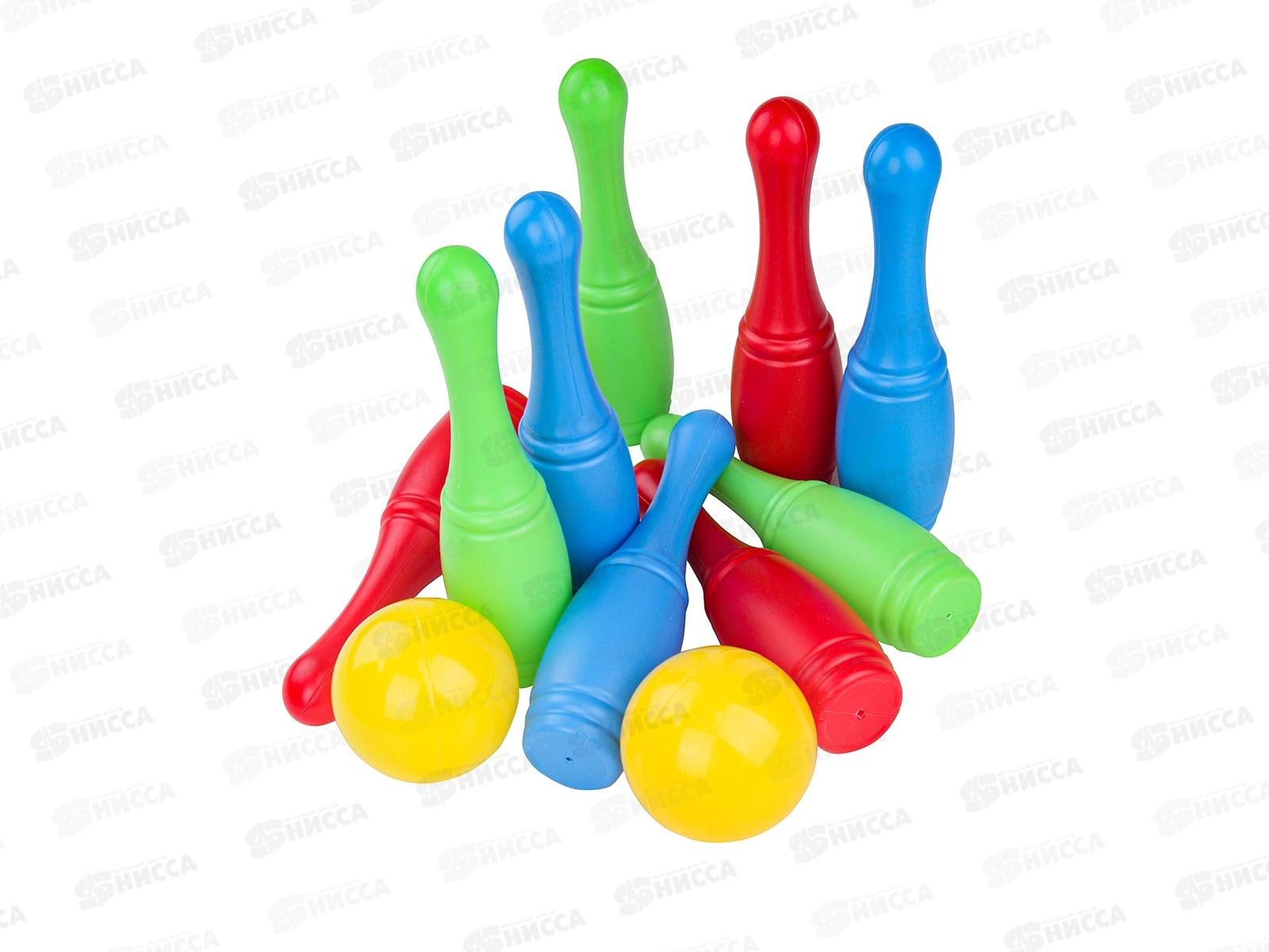 Кегли 9 штук + 2 маленьких мяча (сетка) И-1630 *14