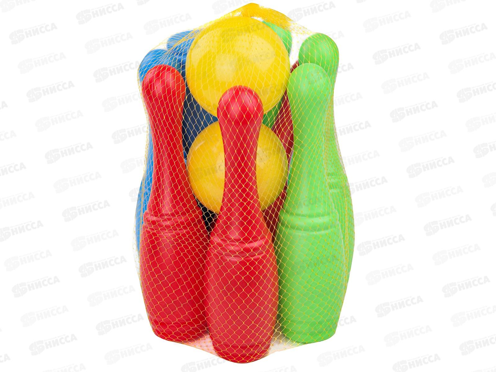 Кегли 9 штук + 2 маленьких мяча (сетка) И-1630 *14