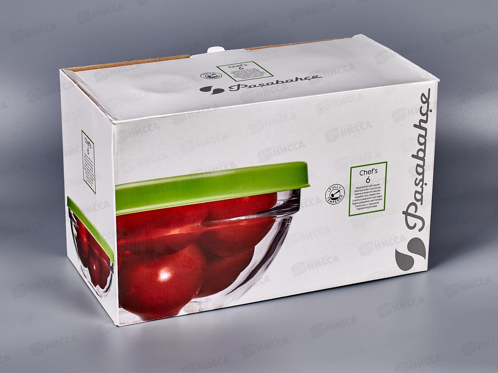 Набор салатников 6пр CHEF&quotS d-140мм с зеленой крышкой 53553 Green *8