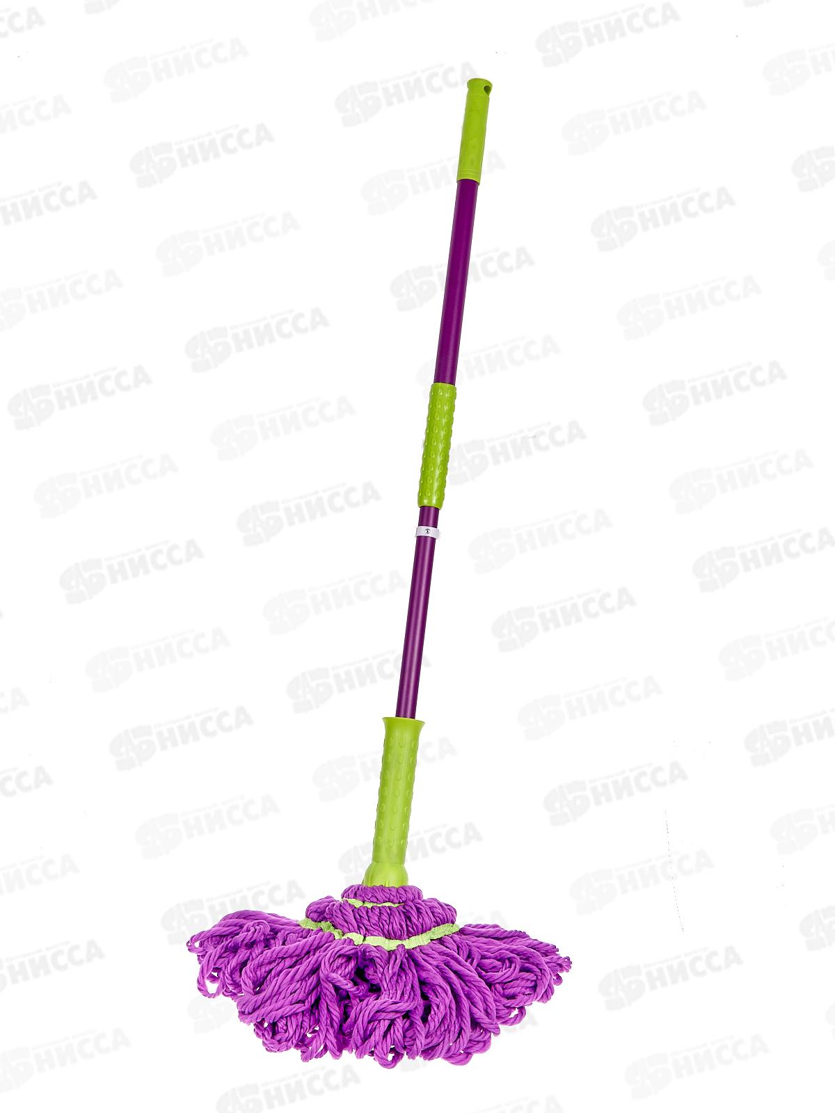 Швабра твист &quotУмничка&quot микрофибра телескопическаяручка 130см фиолетовая KD-8210 *20
