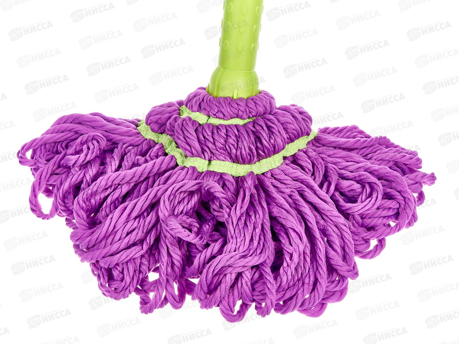 Швабра твист &quotУмничка&quot микрофибра телескопическаяручка 130см фиолетовая KD-8210 *20