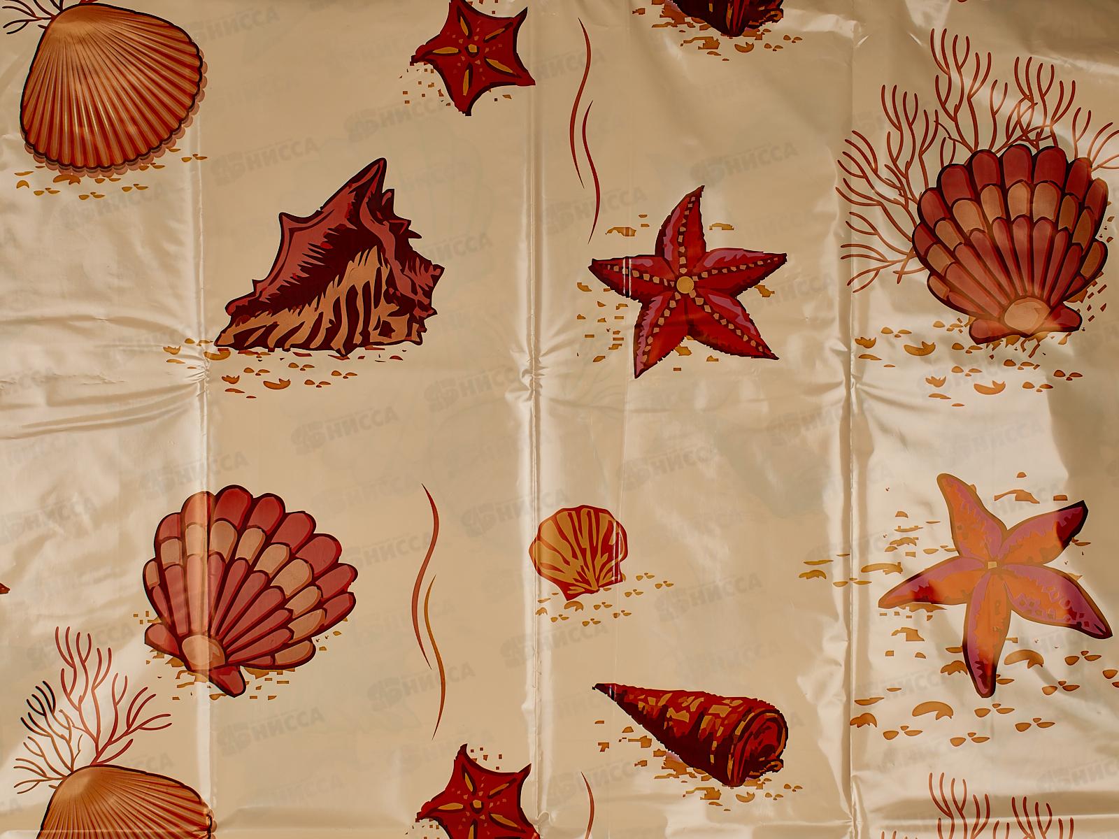 Штора в ванну полиэтиленовая 180*180 Ракушка Бежевая *40