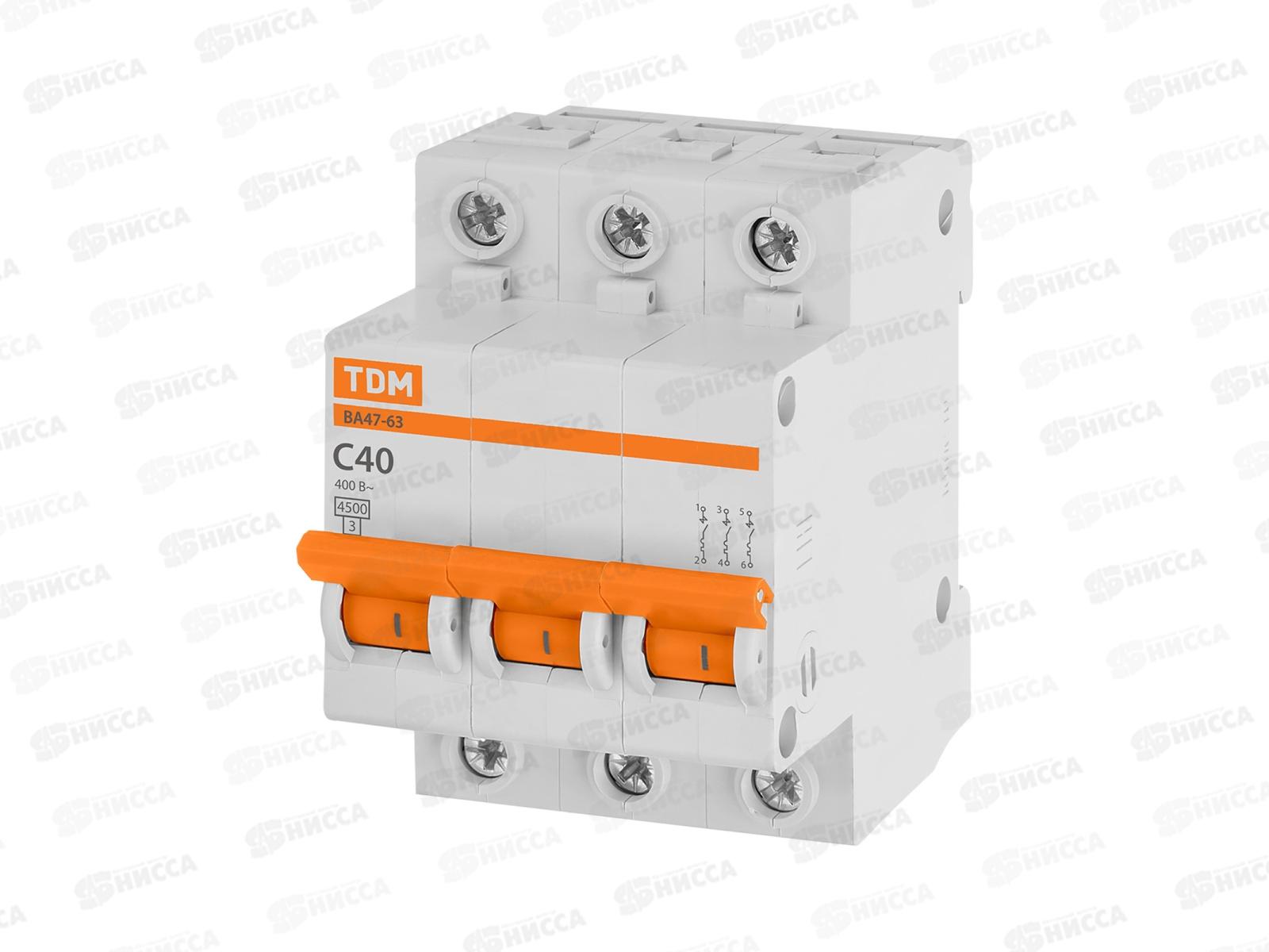 Автоматический выключатель ВА47-63 3P 40А 4,5кА C TDM *4/40