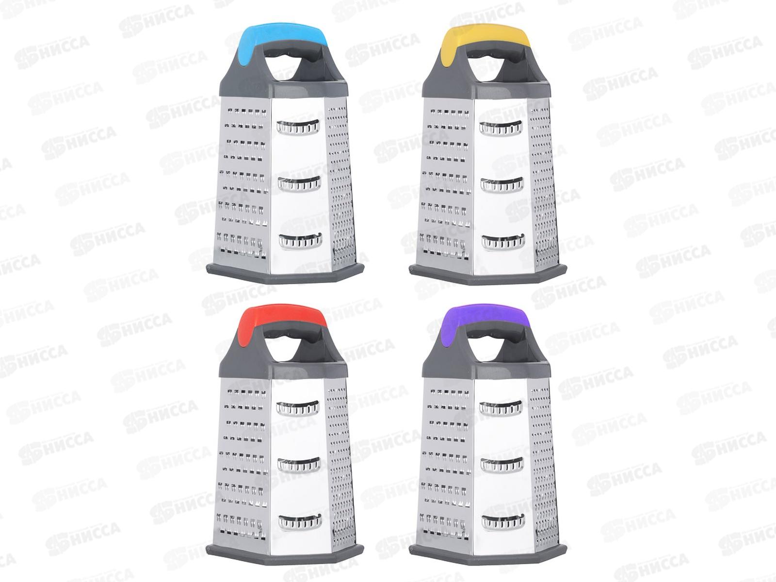 Терка 6-ти сторонняя 22см жестяная, 4 цветные ручки, VETTA 885-107    г