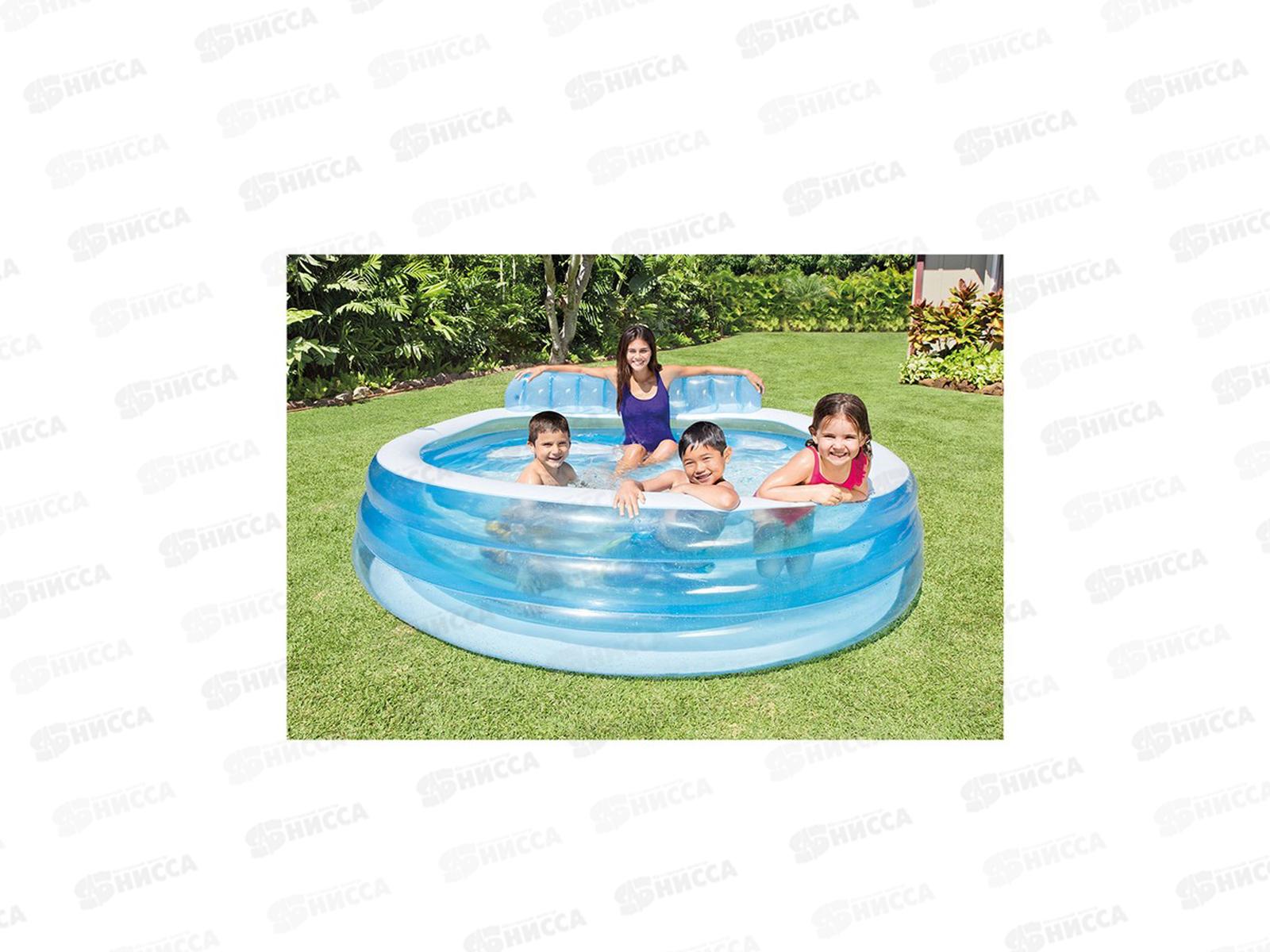 Бассейн 57190 (229х218х79см) Семейный с подголовником от 6-ти лет INTEX 109-043 г