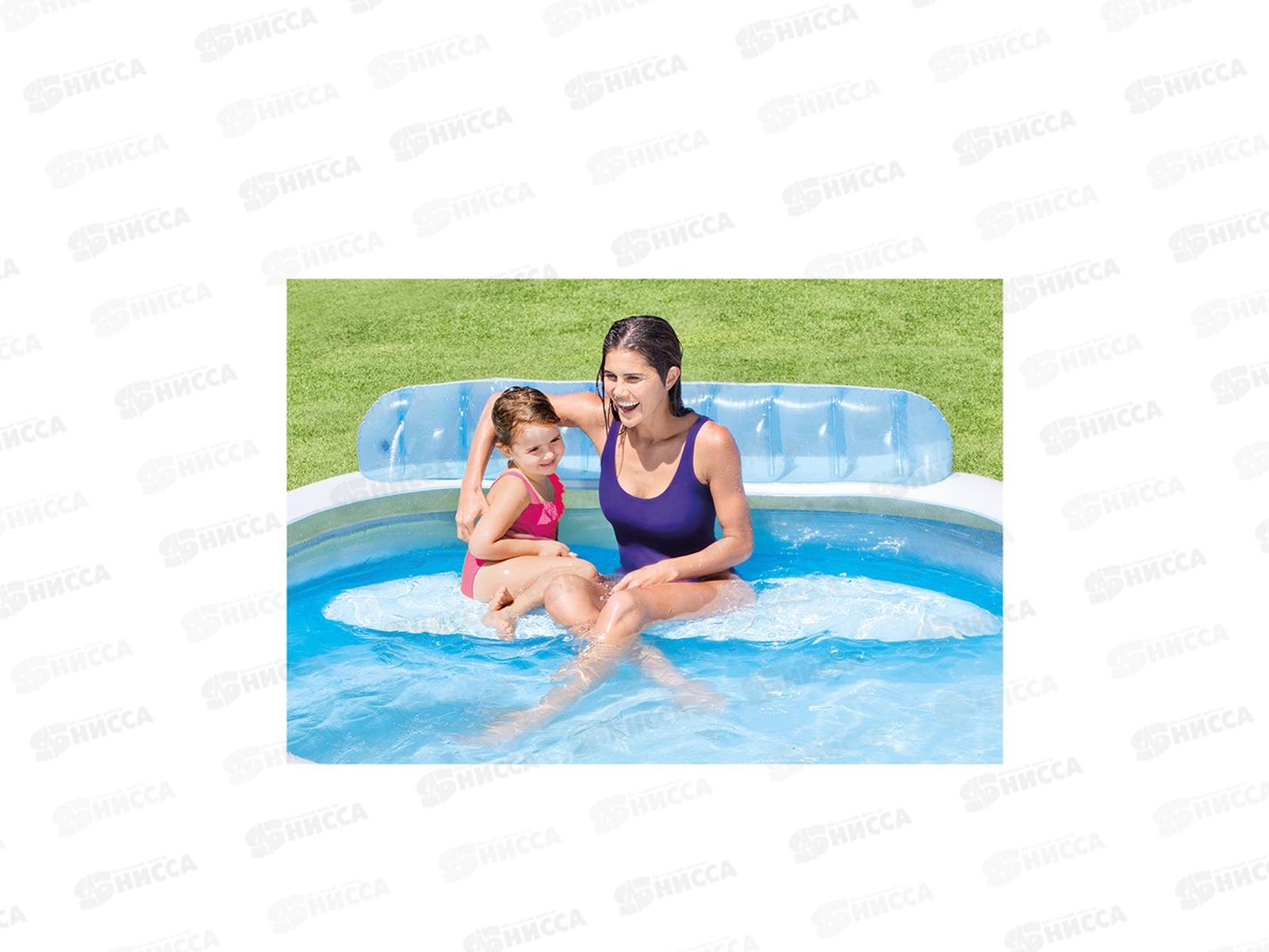 Бассейн 57190 (229х218х79см) Семейный с подголовником от 6-ти лет INTEX 109-043 г