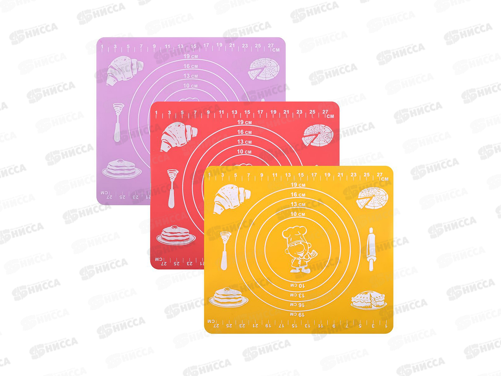 Коврик кулинарный с разметкой 29*26 3 цвета  DH80-134