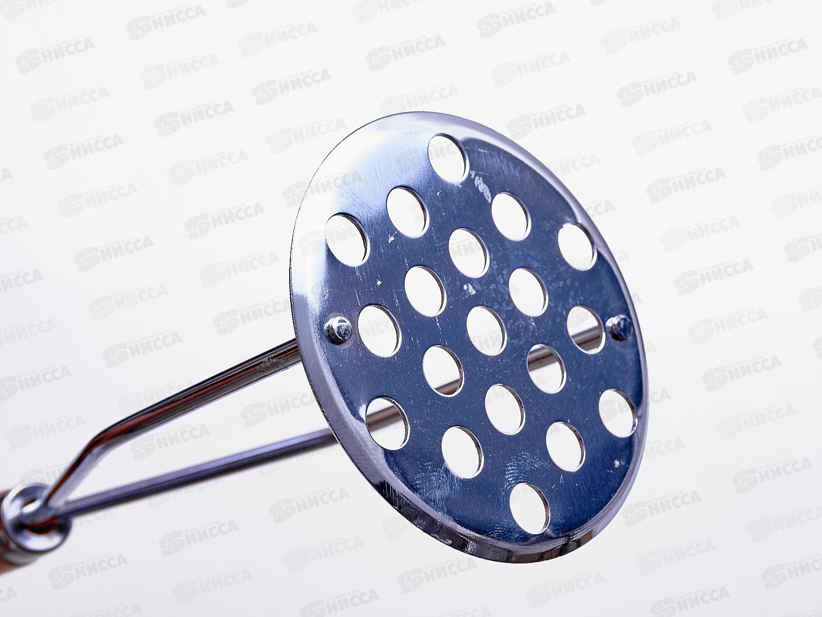 Картофелемялка круглая, деревянная ручка, 25см,  AL-7192 *240