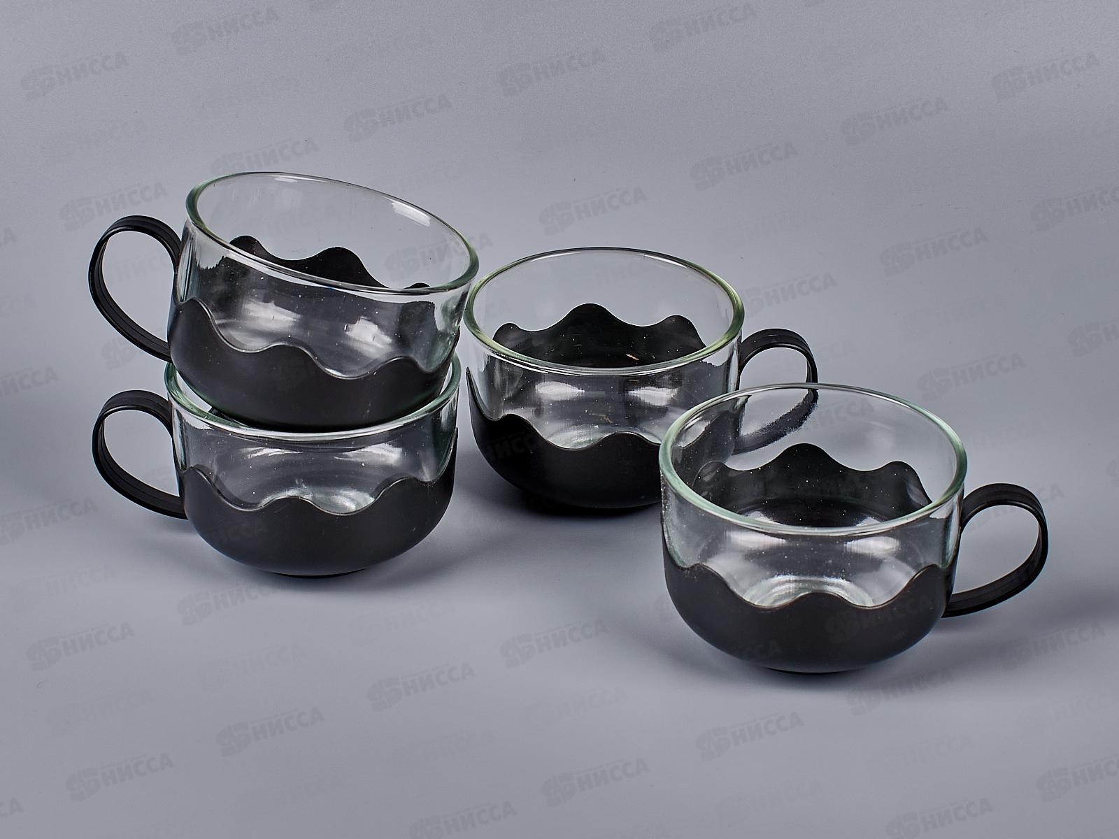 Чайник заварочный 1100 мл., стекло, + 4 кружки, AL-55384 *24