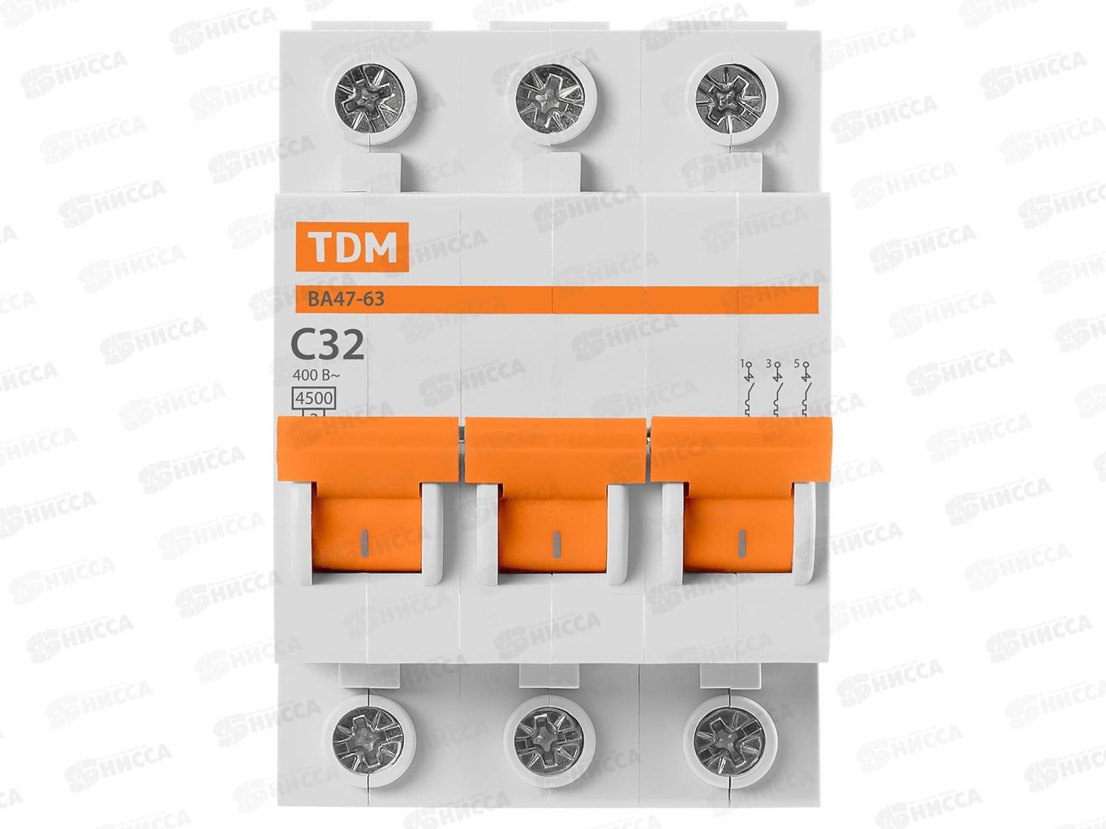 Автоматический выключатель ВА47-63 3P 32А 4,5кА C TDM *4/40