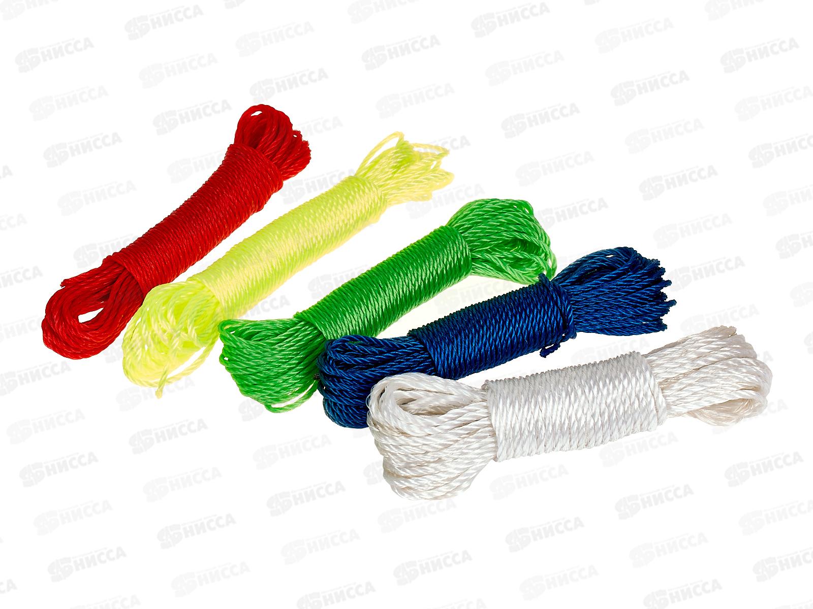 Веревка бельевая 10м х 3мм, цвет в ассортименте, AL-230 *12/600