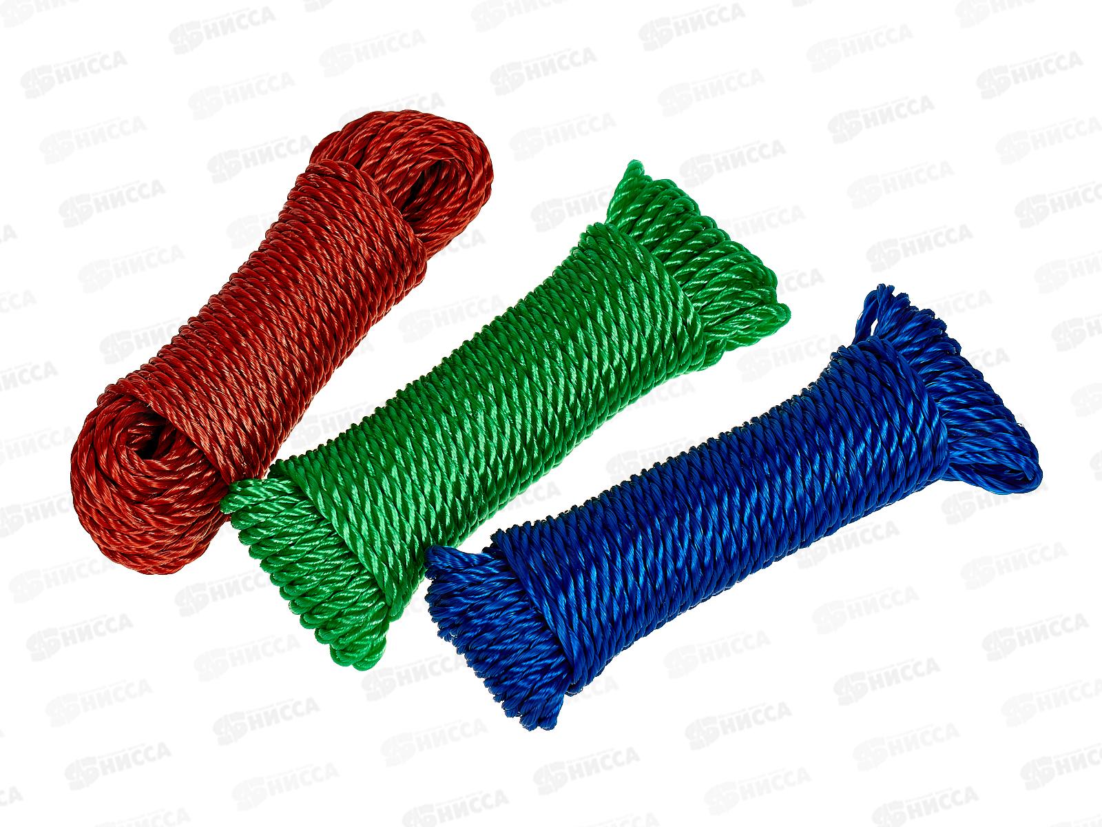 Веревка бельевая 10м х 5мм, цвет в ассортименте, AL-236 *10/500