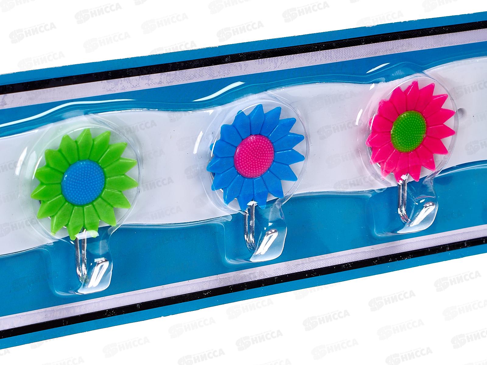 Крючок пластик+металл на липучке, универсальный, планка 6 крючков, AL-6612 *240