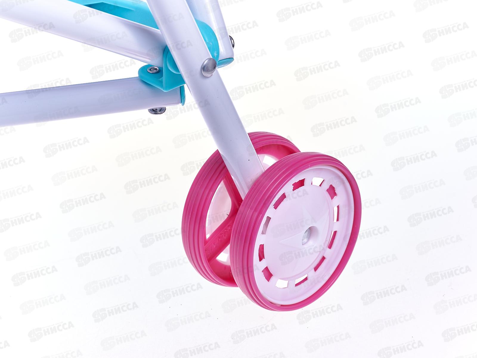 Коляска кукольная 886АС трость металлическая с белой рамой в/п  *12   гб