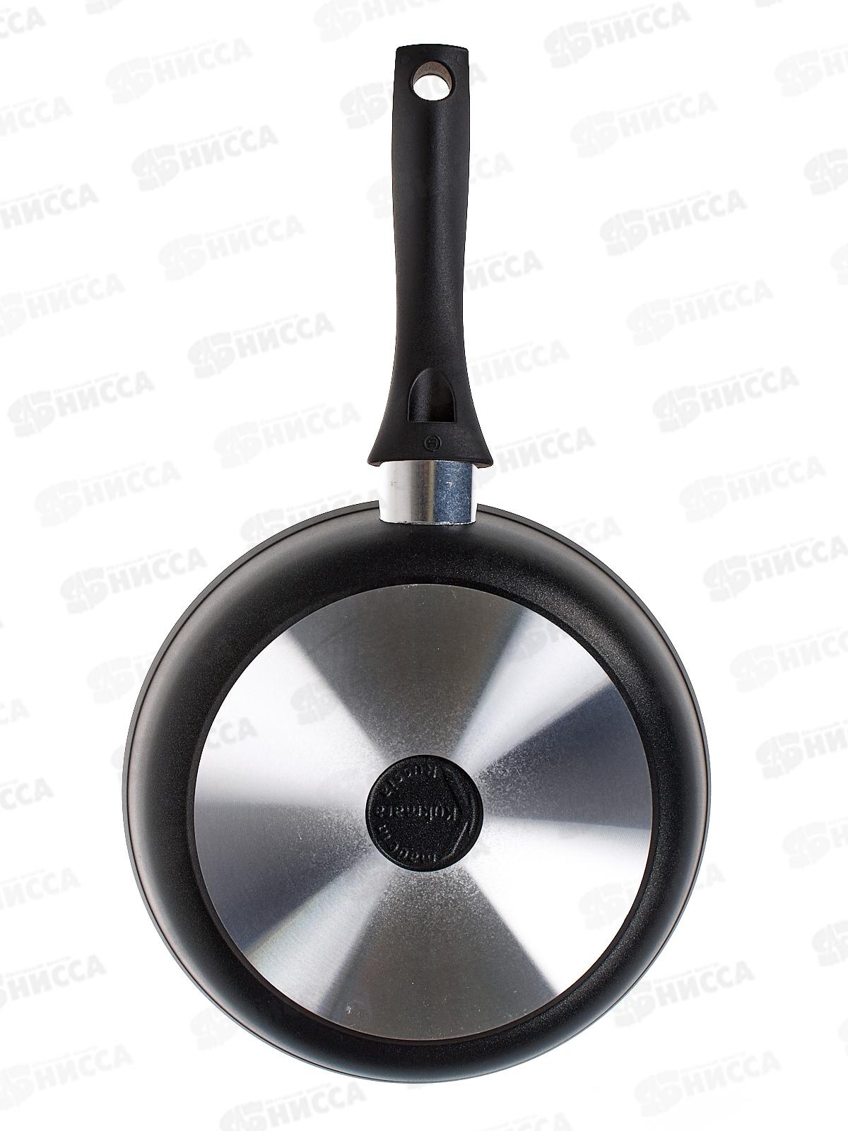 Сковорода 220/60-м с ручкой утолщенное  дно стеклянная крышка антипригарное покрытие  с223а *5