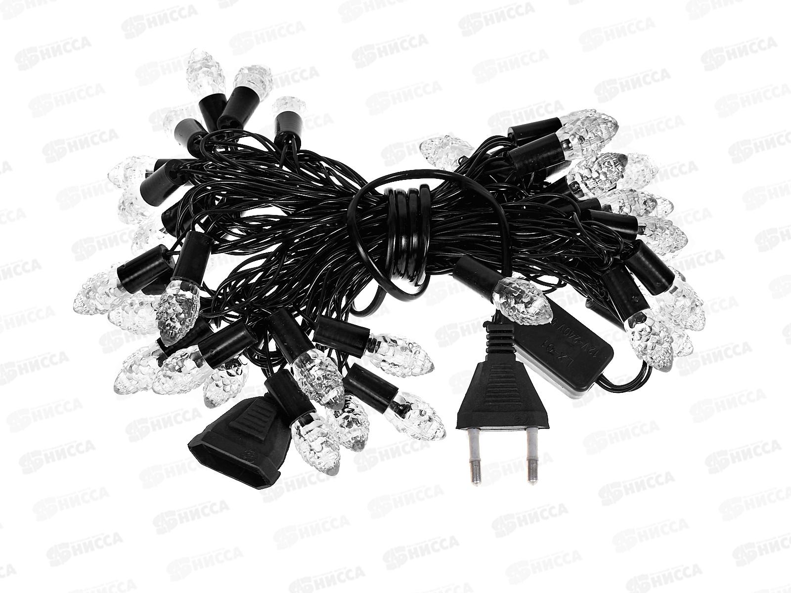 Гирлянда электрическая, новогодняя 5 м., 40 диодов, черный провод, разноцв., 220В, 50Гц, AL-3757 *100