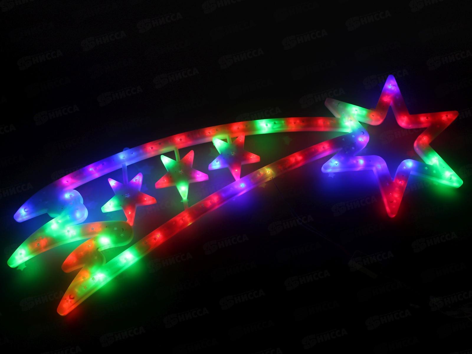 Гирлянда электрическая, новогодняя панно 1,5м., &quotКомета&quot, 60 диодов, белый провод, разноцв., 220В, 50Гц, AL-8006 *60