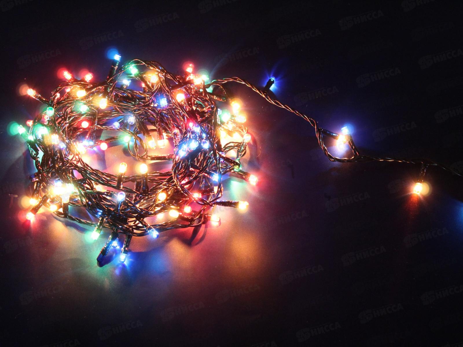 Гирлянда электрическая, новогодняя 5,5 м., 140 ламп, черный провод, разноцв., 220В, 50Гц, AL-8007-3 *100