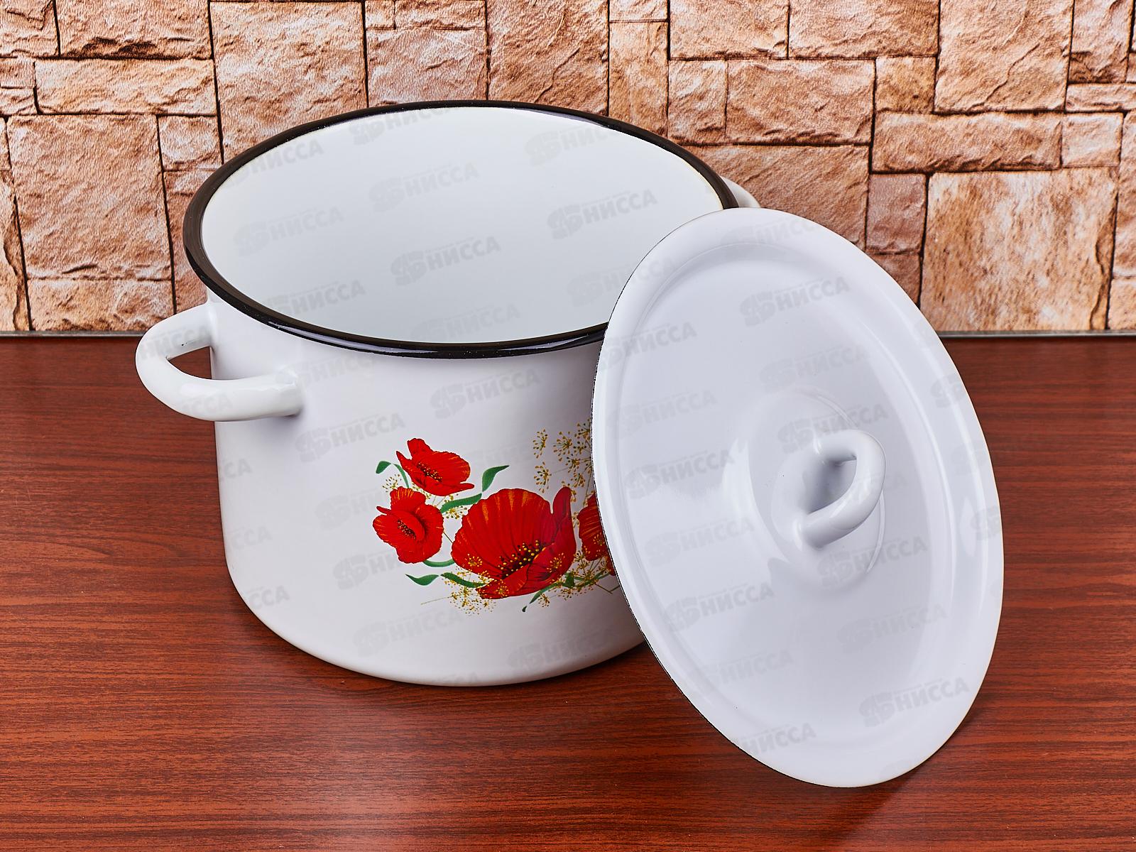 Кастрюля 3,5л цилиндрическая декорированная Маки с петлёй С1612*67 *4