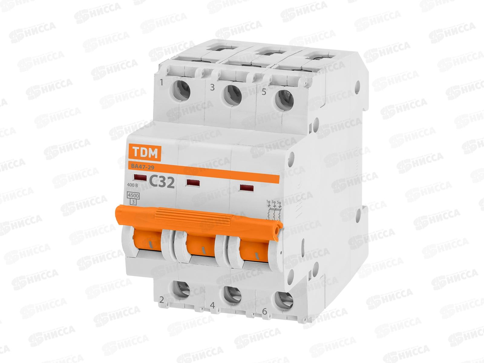 Автоматический выключатель ВА47-29 3P 32А 4,5кА C TDM, 0112 *4/40