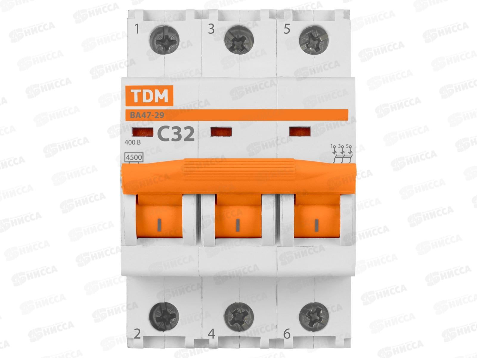 Автоматический выключатель ВА47-29 3P 32А 4,5кА C TDM, 0112 *4/40