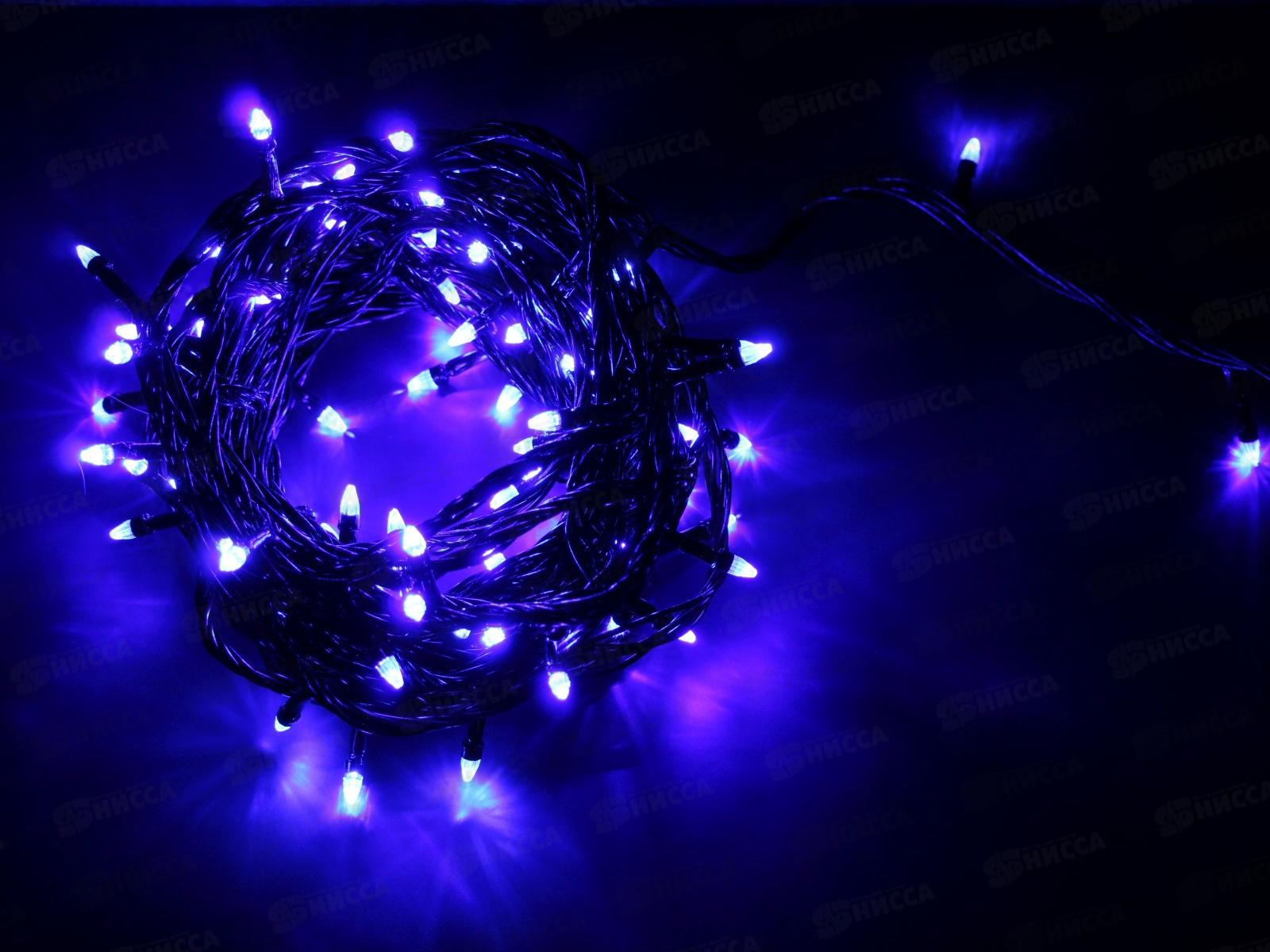 Гирлянда электрическая, новогодняя 9,3 м., 100 диодов, черный провод, синий цв., 220В, 50Гц, AL-3725 *100