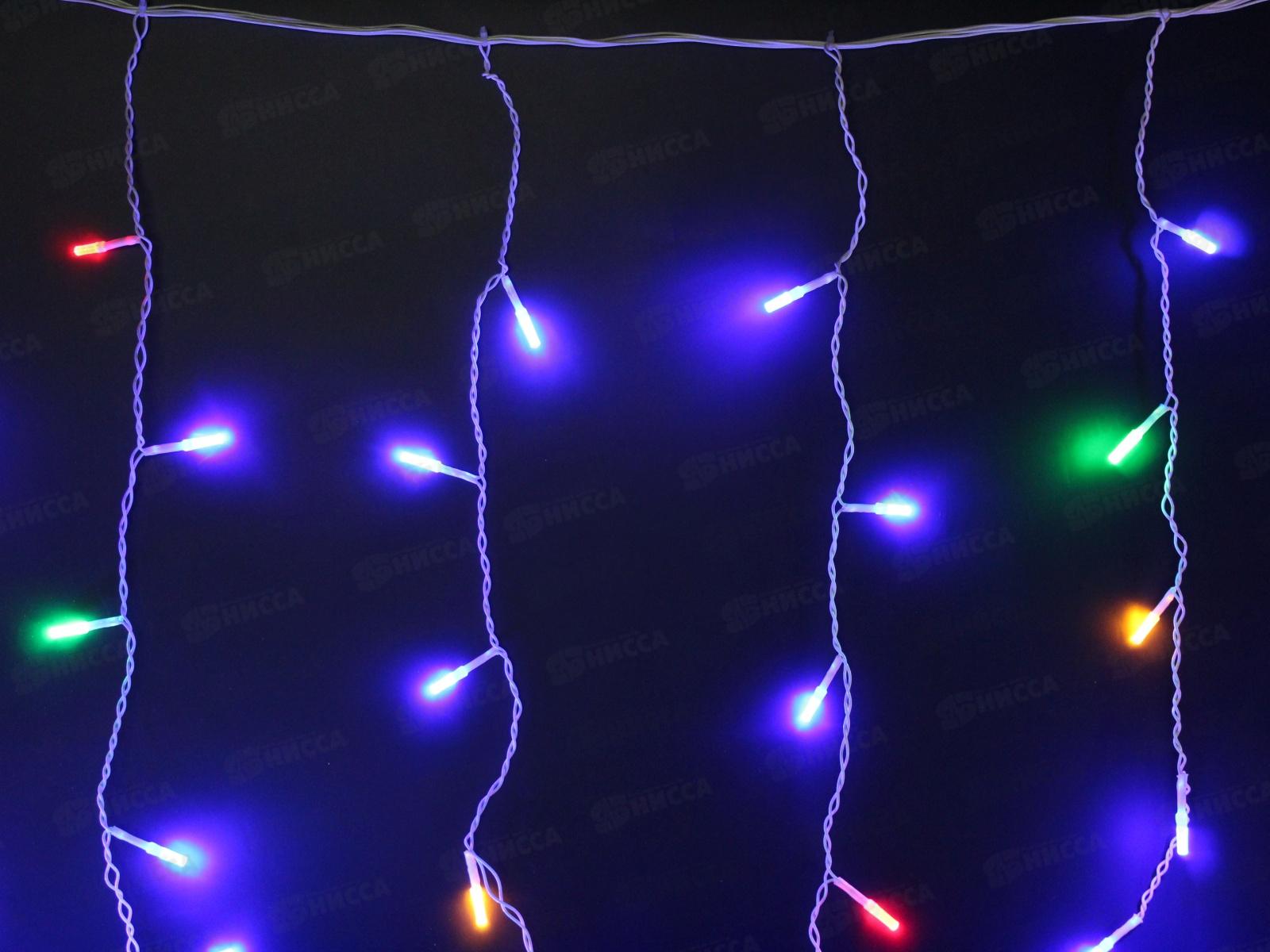 Гирлянда электрическая, новогодняя 2,5 м. х 0.3 м., 100 диодов, белый провод, разноцв., 220В, 50Гц, AL-3713 *100