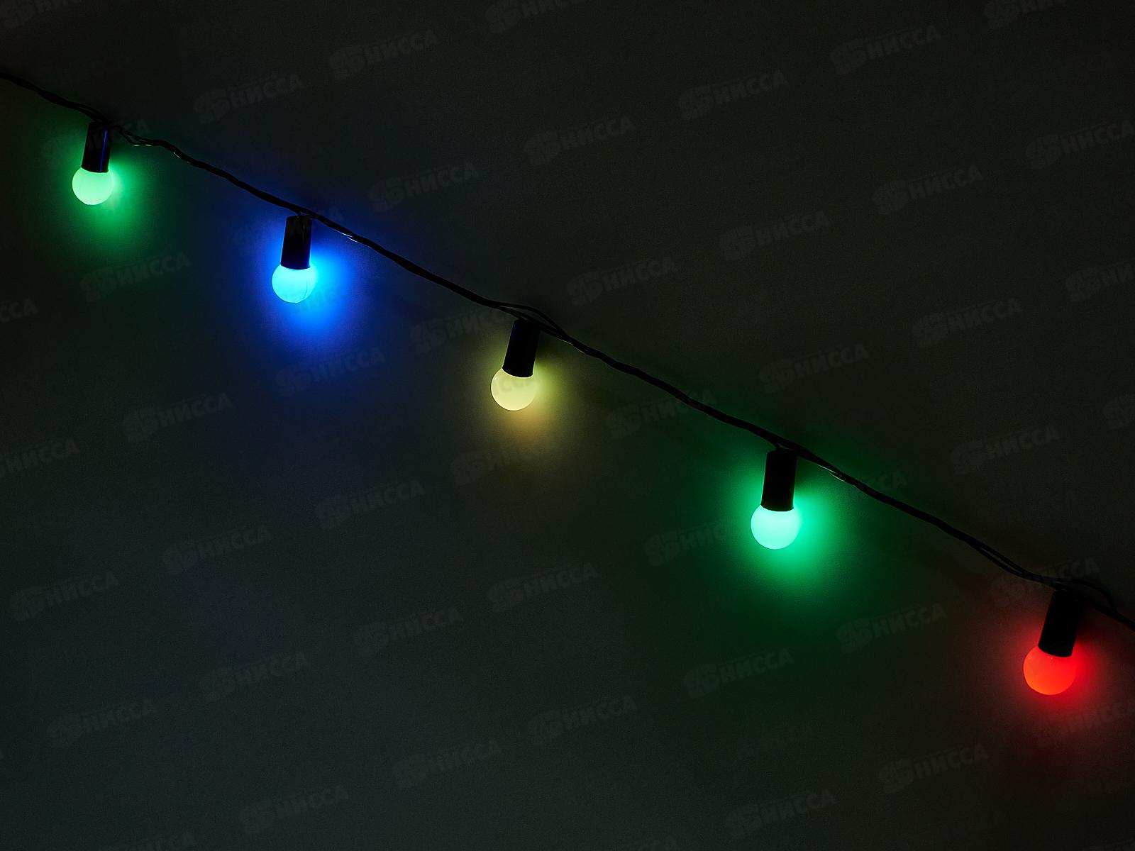 Гирлянда электрическая, новогодняя 5 м., 40 диодов, черный провод, разноцв., 220В, 50Гц, AL-3738 *100