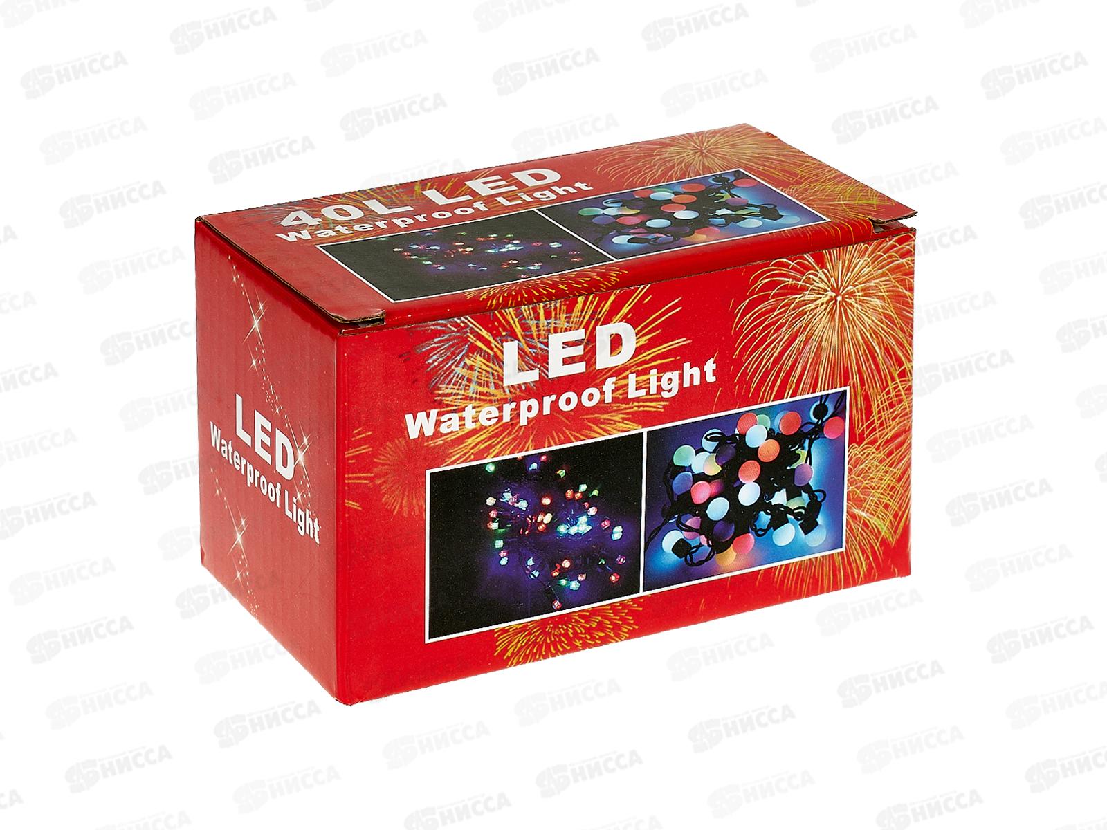 Гирлянда электрическая, новогодняя 5 м., 40 диодов, черный провод, разноцв., 220В, 50Гц, AL-3738 *100