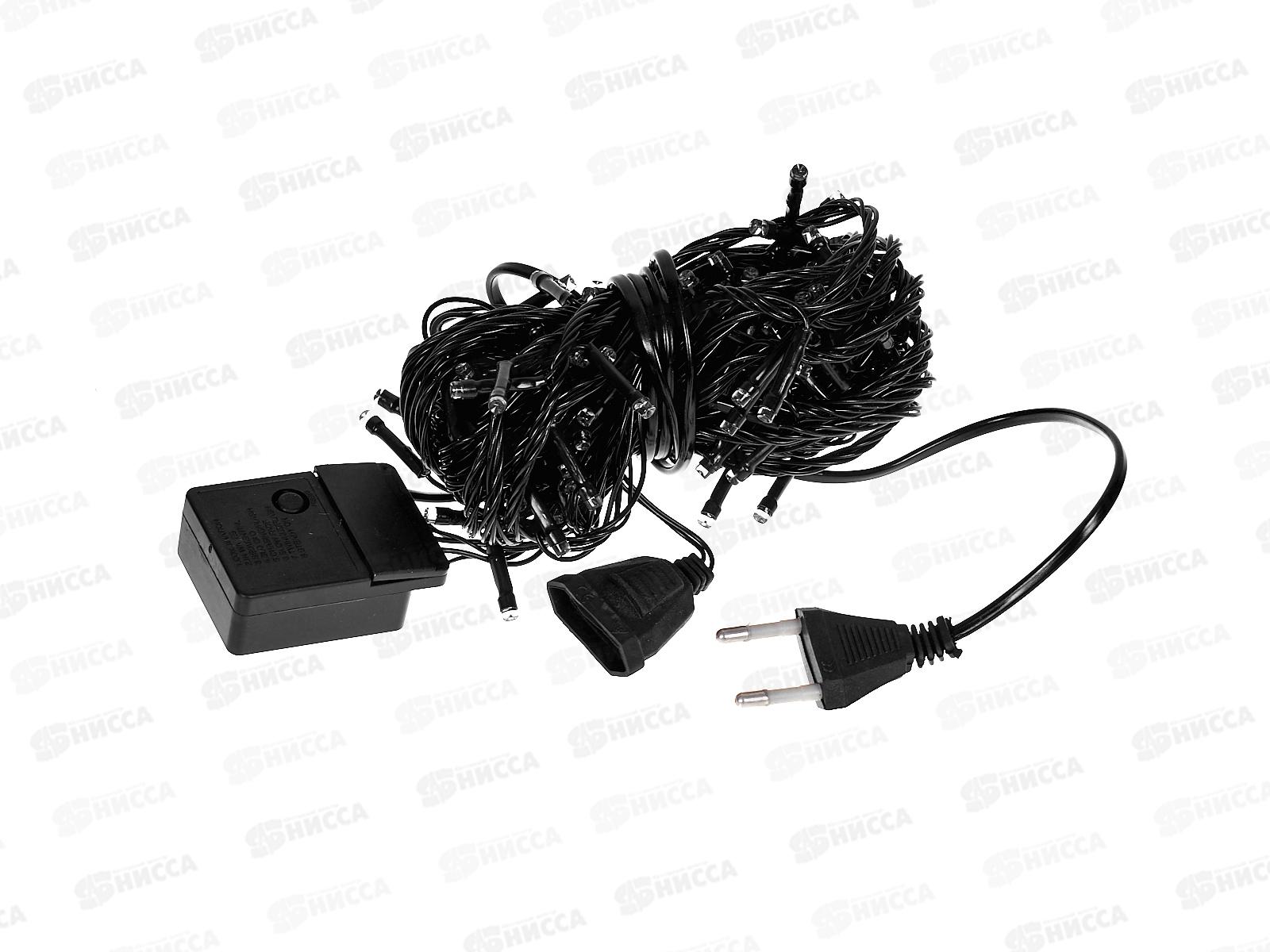 Гирлянда электрическая, новогодняя 9,3 м., 100 диодов, черный провод, белый цв., 220В, 50Гц, AL-3724-3 *100