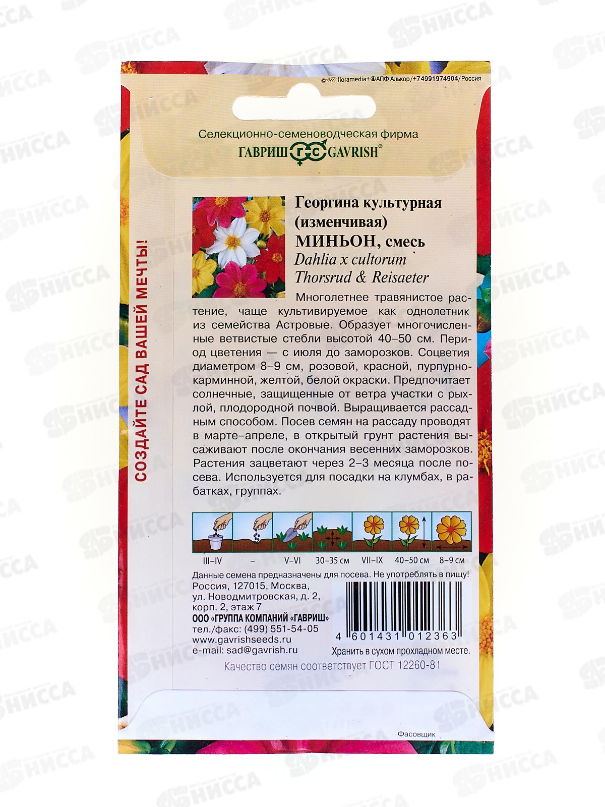 Георгина Миньон смесь 0,3 грамма   *10  ГШ