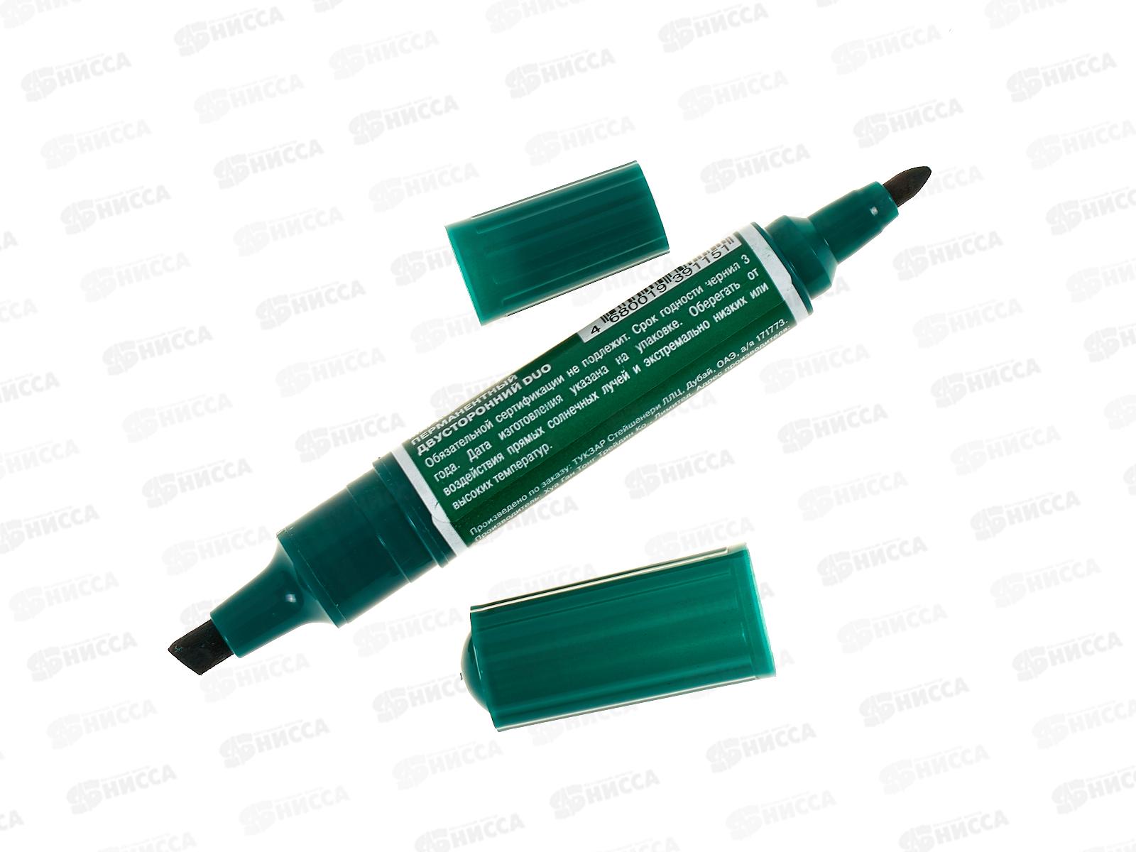 Маркер MAZARI Duo перманентный  двусторонний , 2/6мм, зеленый, M-5003 *16