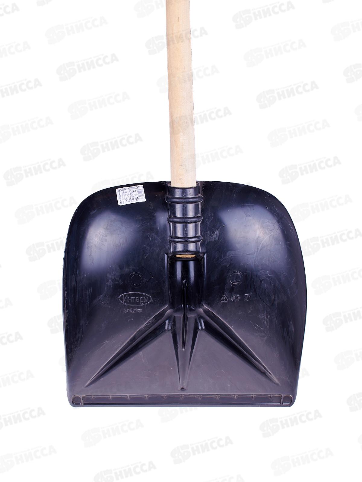 Лопата снеговая Черная с черенком 400*400  ИНТ *3