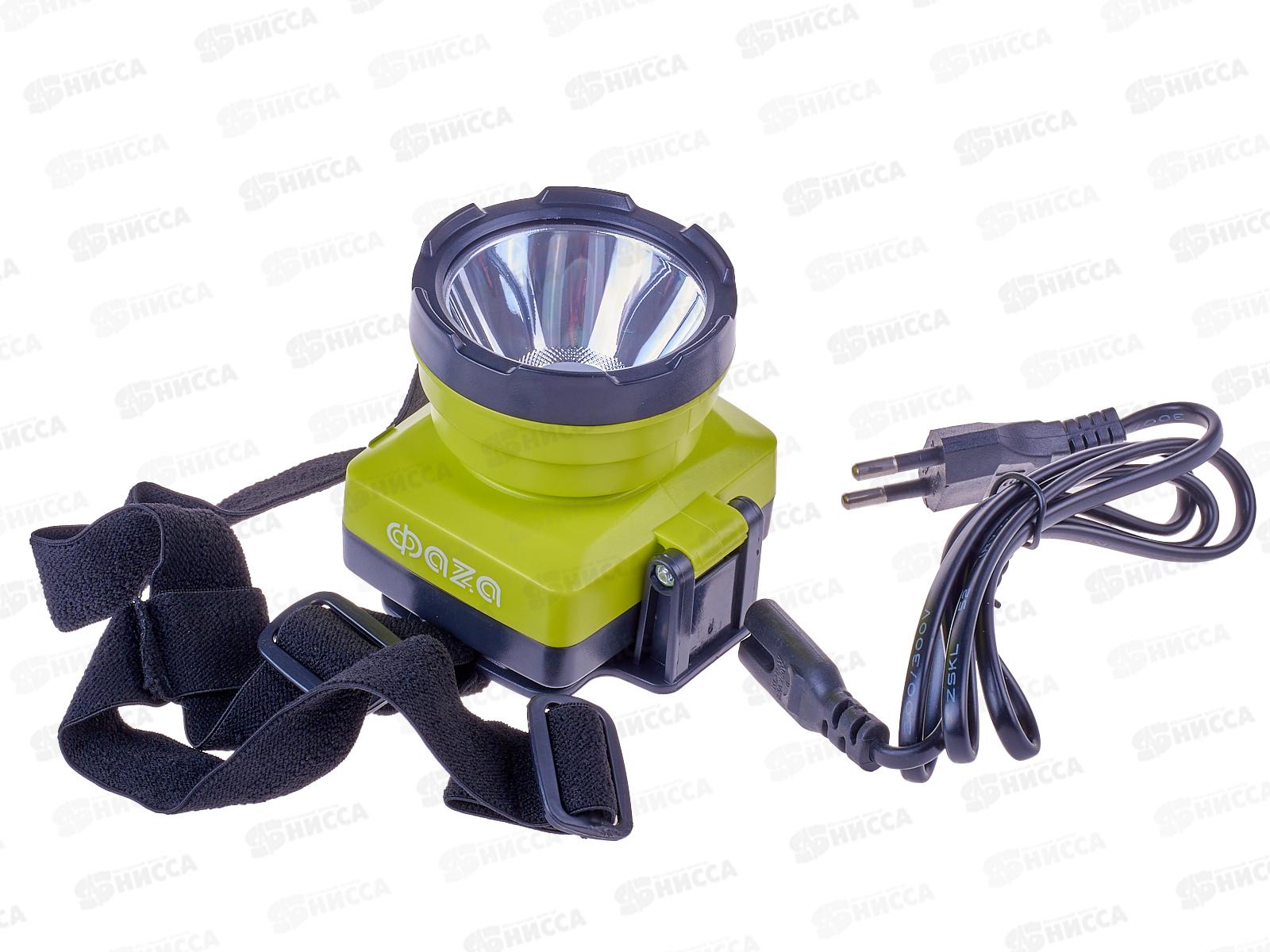 Фонарь ФАZA налобный, с аккумулятором, зеленый, FH7-L3W-gn *20