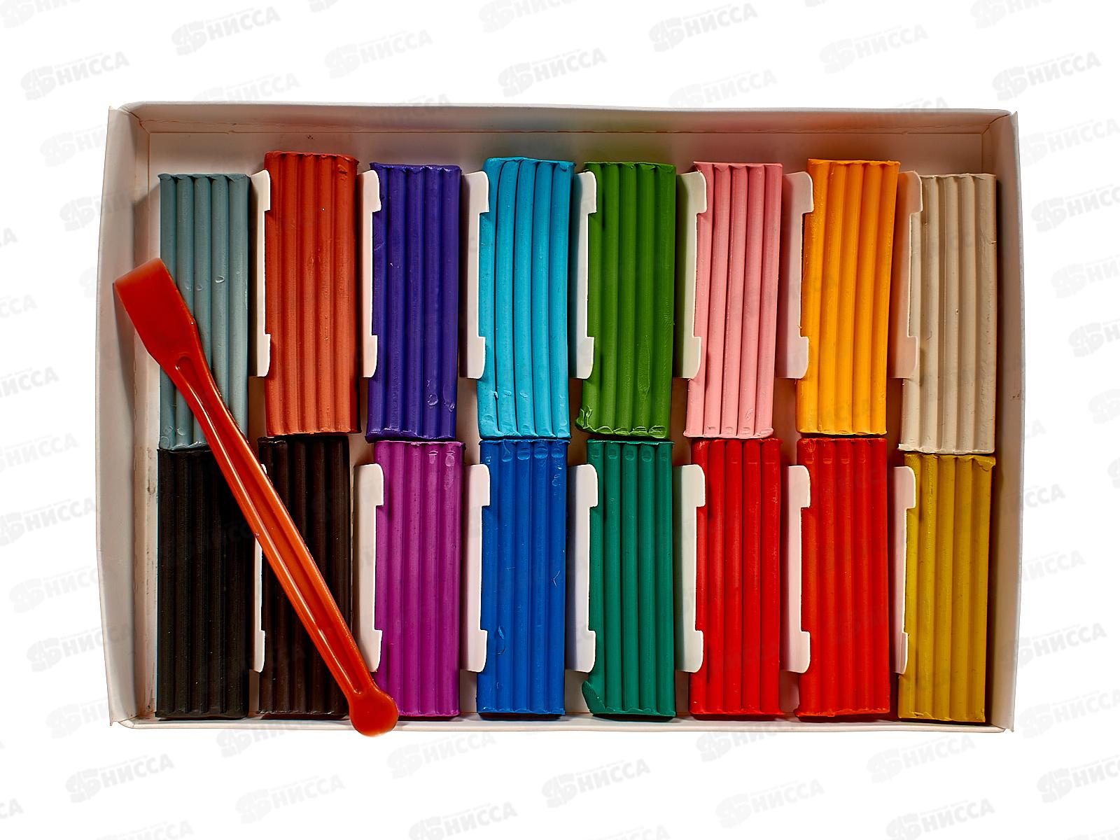 Пластилин 16 цветов 320 грамм Hatber Ушастики, со стеком, 16880 *10