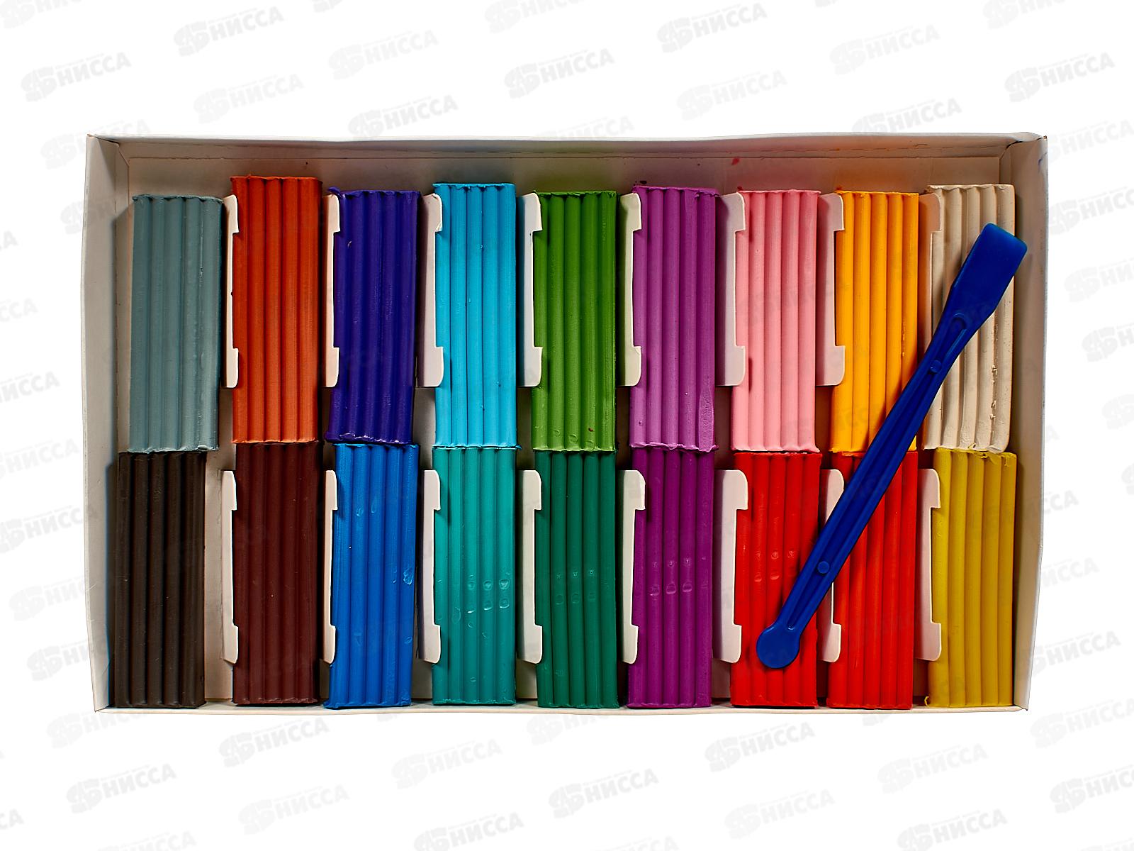 Пластилин 18 цветов 360 грамм Hatber Ушастики, со стеком, 18880 *10