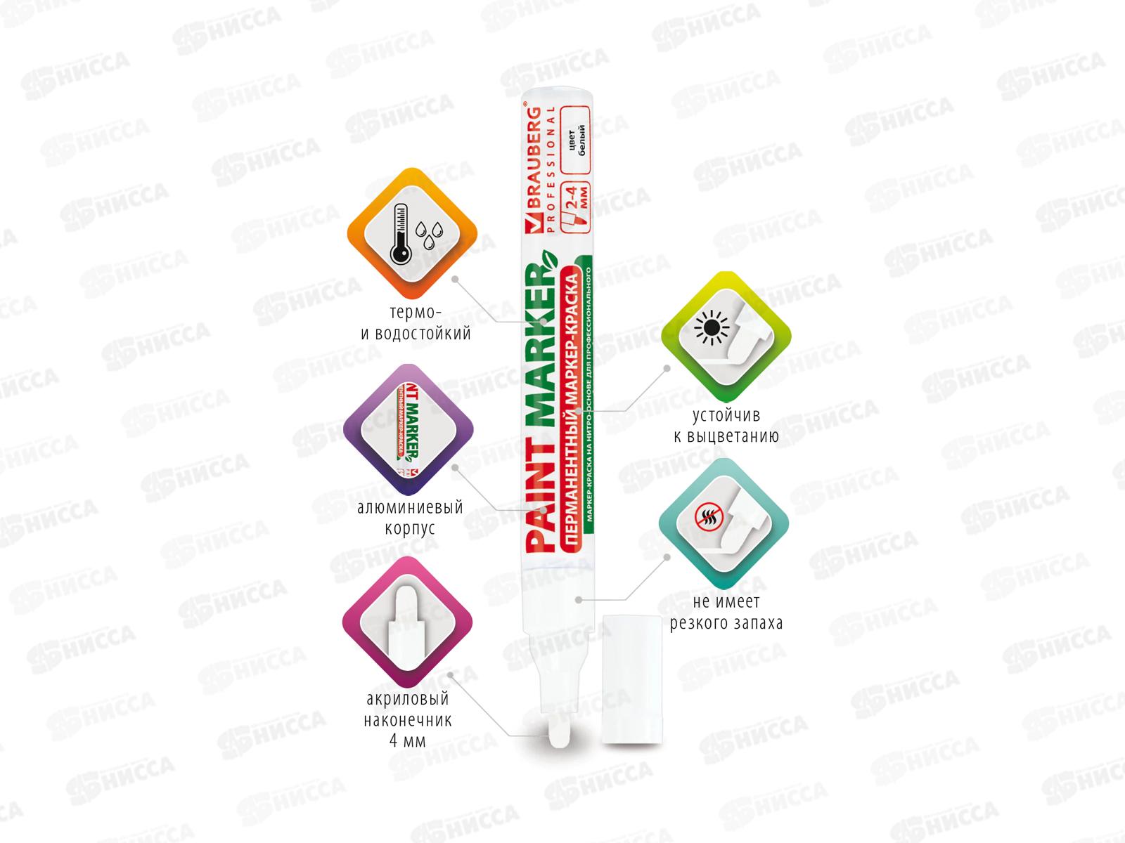 Маркер-краска BRAU алюминиевый корпус, белый, 150878 *12/144/864