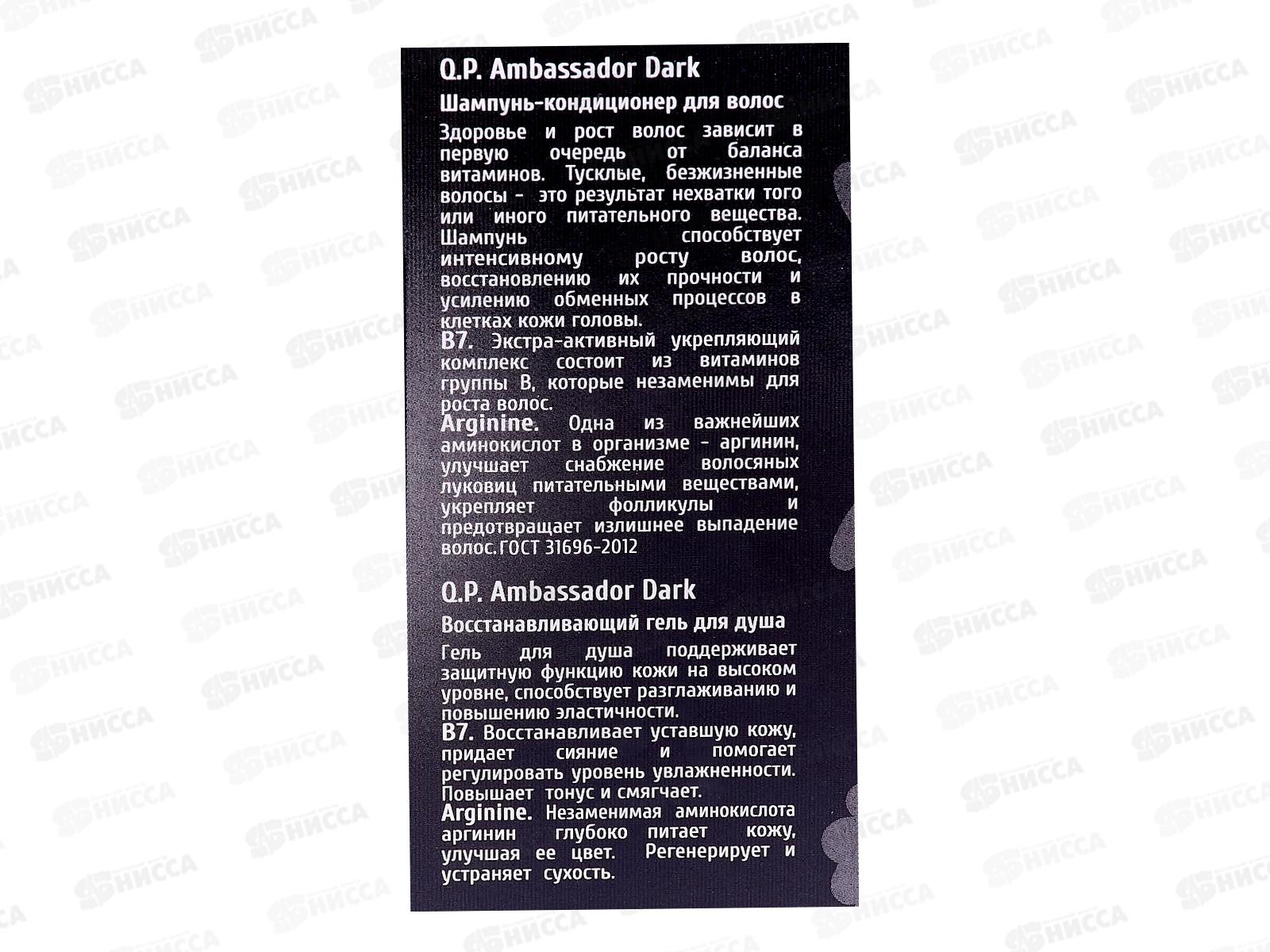 Q.P. Ambassador Dark Подарочный Набор №1121  (шампунь + гель для душа) *10