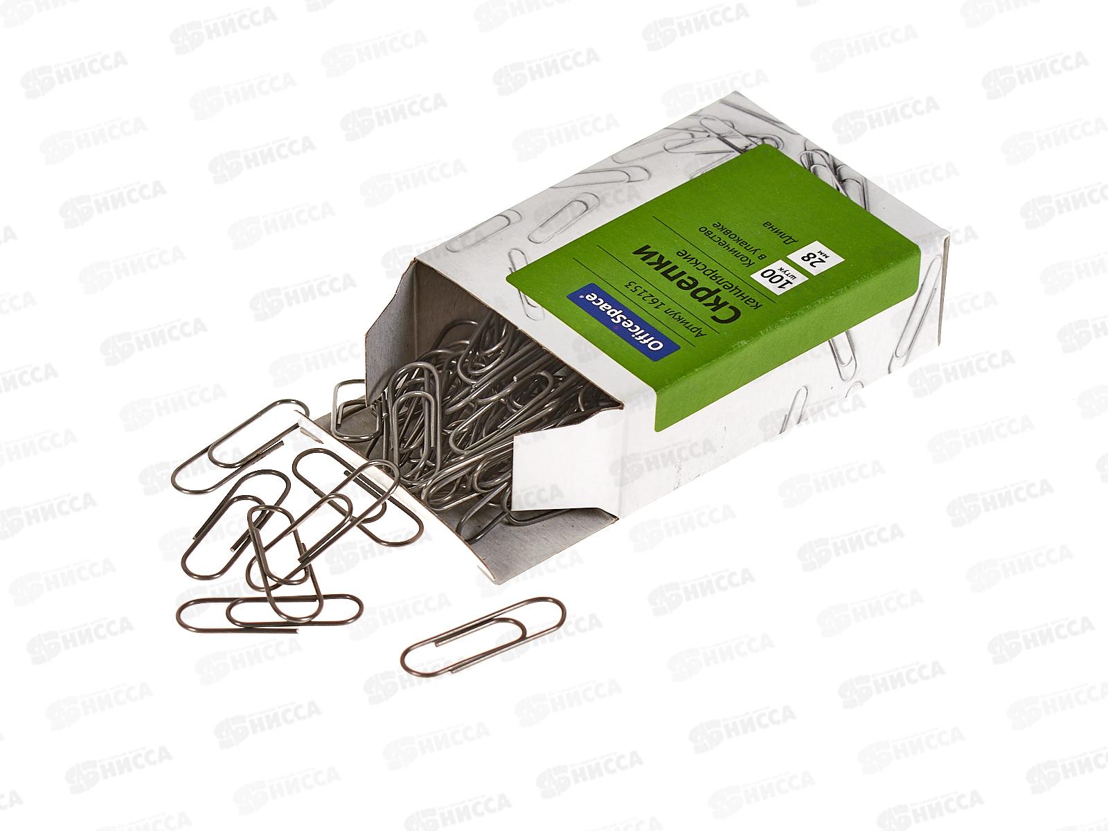 Скрепки OfficeSpace  28мм 100шт к/у, никел., 162153 *144