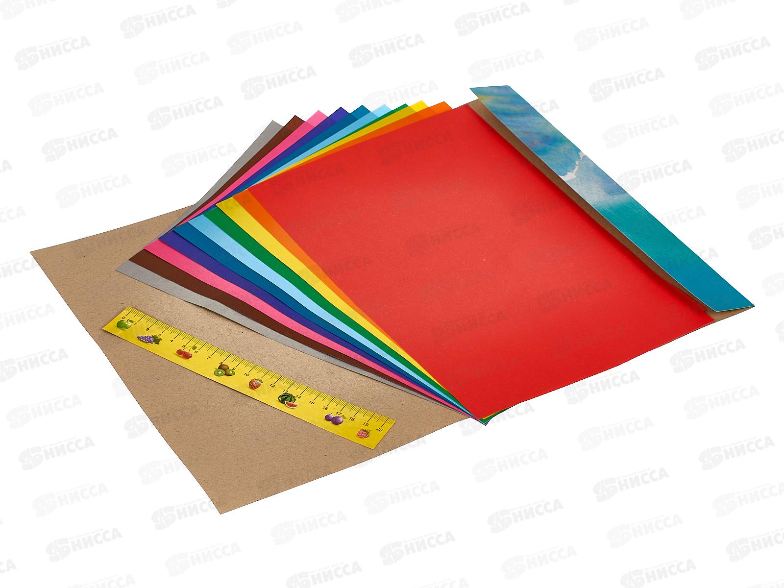 Цветная бумага двустороння 10 листов 10 цветов А4 ЛХ Гусеница, ЦБ-0229 *40