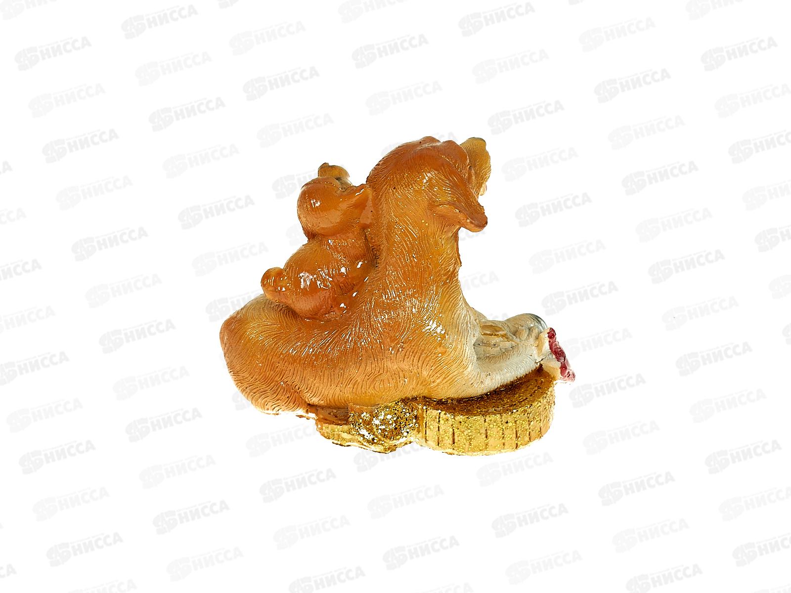 Сувенир СОБАКА СО ЩЕНКОМ ПОДКОВА НА МОНЕТЕ 6,5см 17264(046764) *1/4 Ж