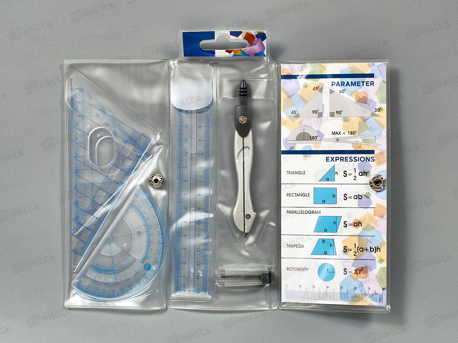 Набор  для чертежей CENTRUM циркуль, линейка, транспортир, угольник , 82160 *12/240